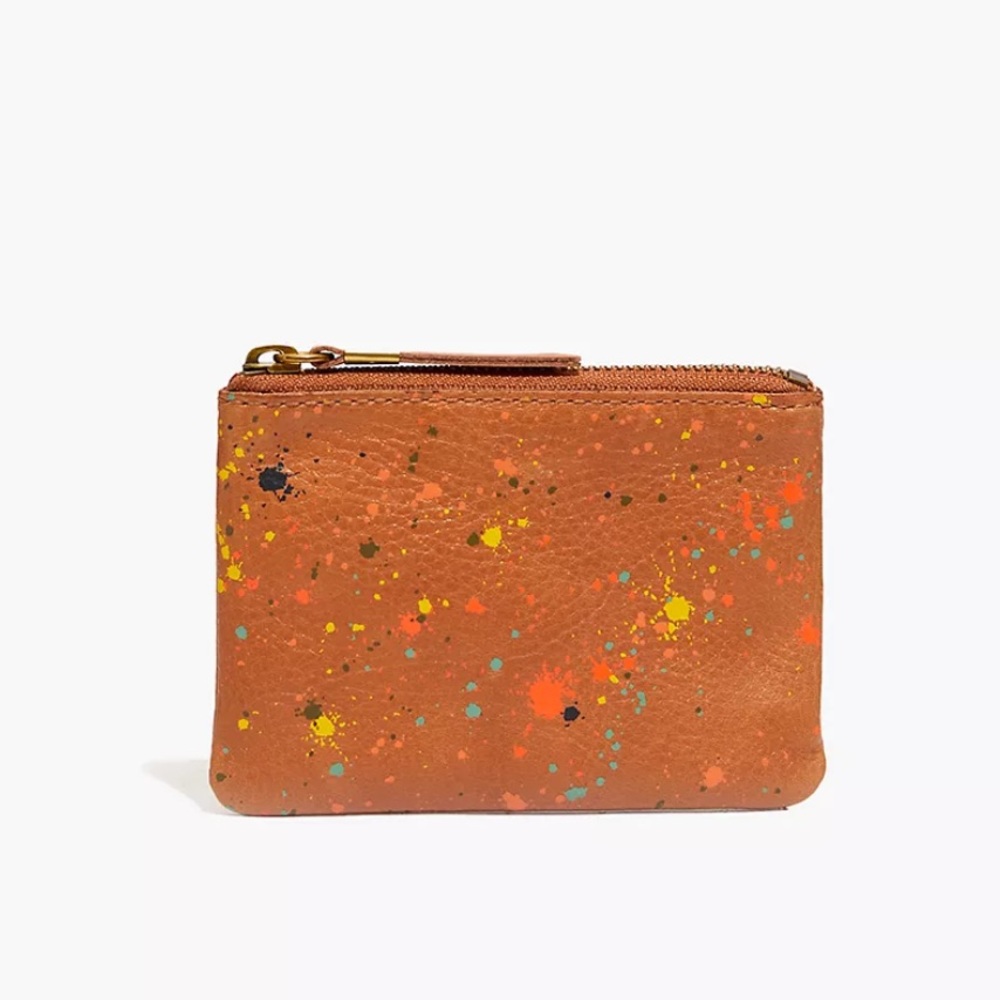 Madewell Leather Wallet Pouch in Splatter Paint